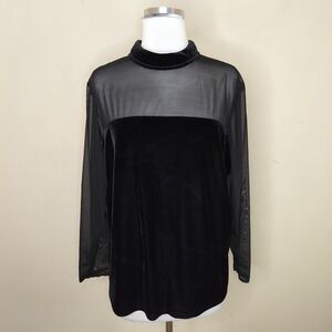 Onyx Nite Sheer Velvet Blouse Top Evening Cocktail Goth